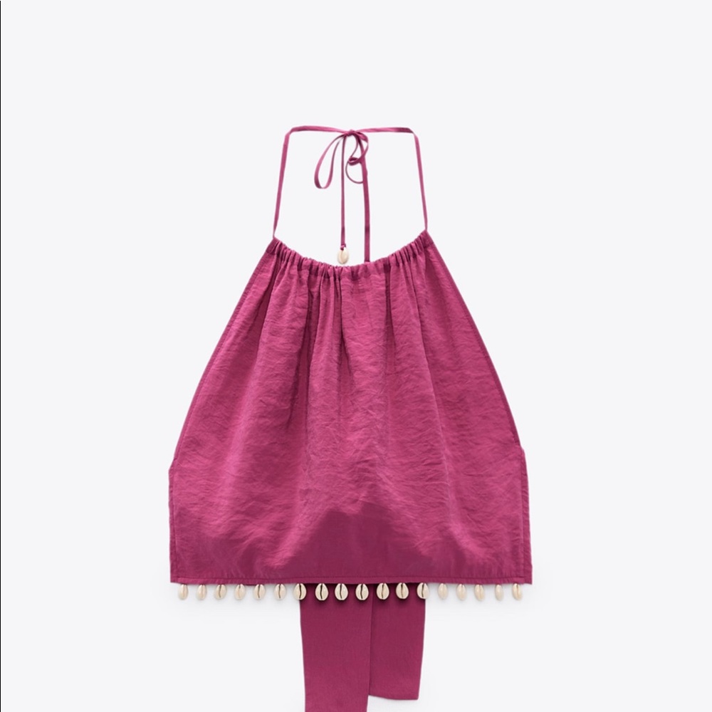 Halter top with shells magenta size M